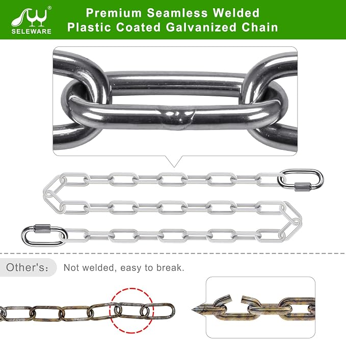 SELEWARE 2 Pack Hanging Swing Chains Kit, 40 Inch Plastic Coated Hanging Chains - Image 2