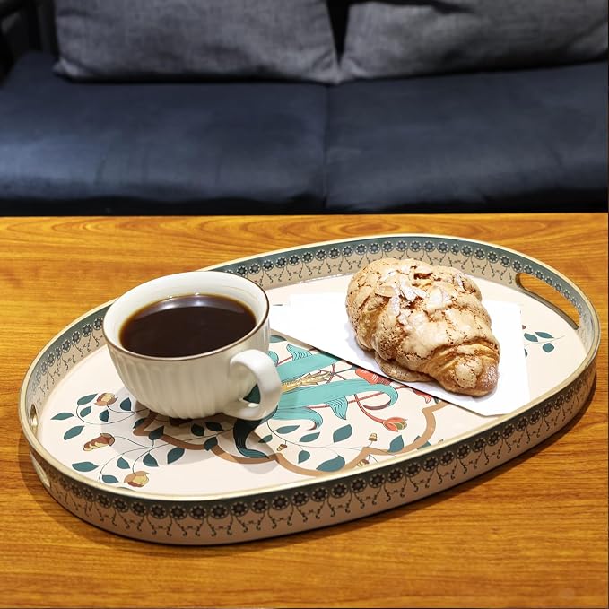 Oval Plastic Serving Tray with Handles, Elegant Decorative Tray - Image 6