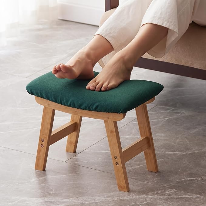 Foot Stool, Bamboo Small Sofa Foot Rest Under Desk, Extra Seating by Kitsanery