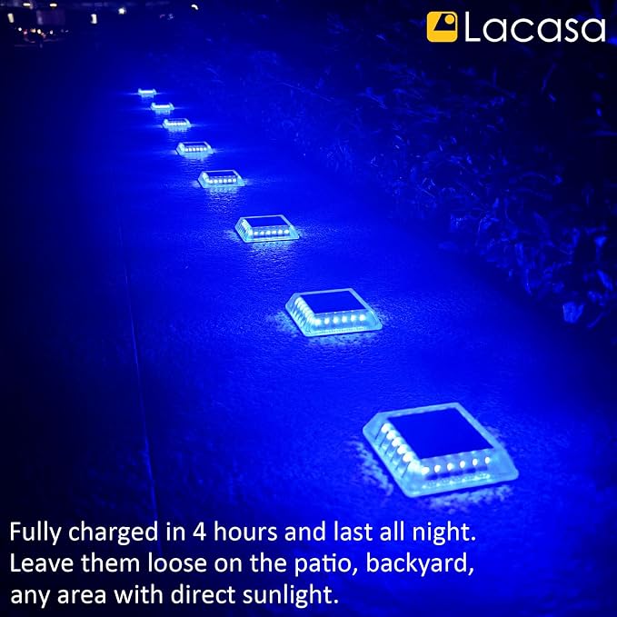 Lacasa Solar Deck Lights, 4 Pack 30LM LED Dock Lights Blue Light, Outdoor Solar - Image 5