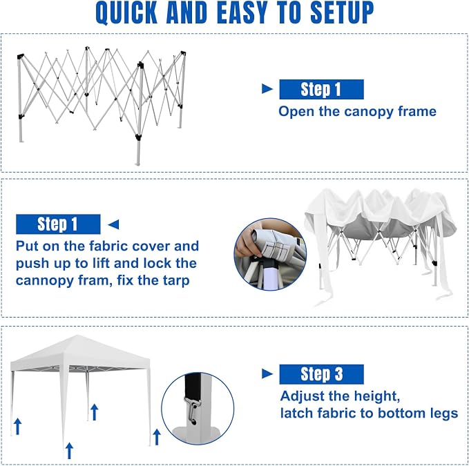 Yesker 10x10 Pop Up Canopy Tent UPF 50+ Waterproof Outdoor Canopy Portable - Image 3