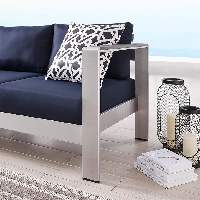 Modway Shore Aluminum Metal Outdoor Patio Sofa - Image 8