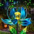 Solar Garden Lights Metal Flower Decor, Colorful Spinning Windmill Lotus by AIINY