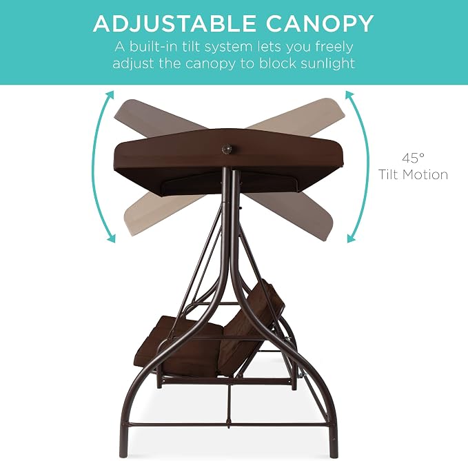 Best Choice Products 3-Seat Outdoor Large Converting Canopy Swing Glider - Image 5