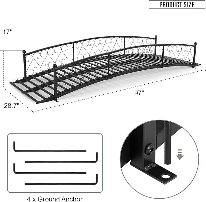 Garturects Metal Garden Bridge 8 FT - Image 3