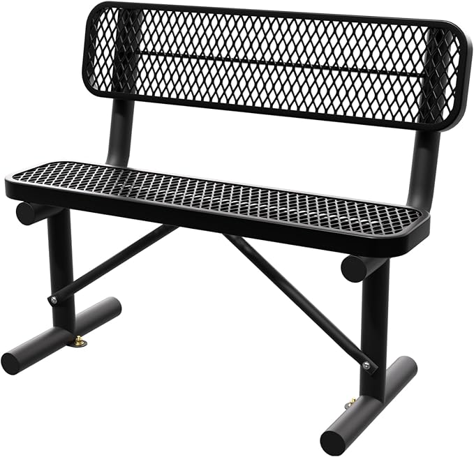 4 Feet Heavy Duty Metal Park Bench by Sunnibety