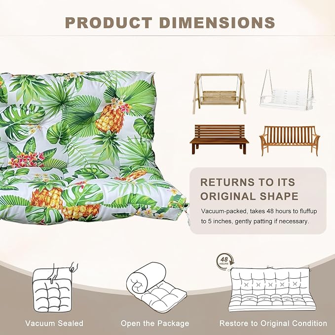 Porch Swing Cushion with Backrest, Waterproof Bench Cushion - Image 6