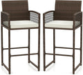 Tangkula Patio Bar Stools Set of 2, PE Rattan Bar Height Chairs by TANGKULA
