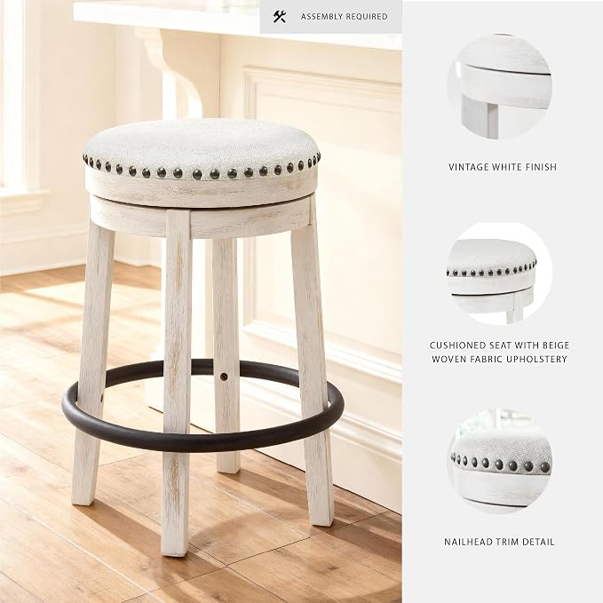 Signature Design by Ashley Valebeck Casual Upholstered Swivel Stool, Round - Image 4