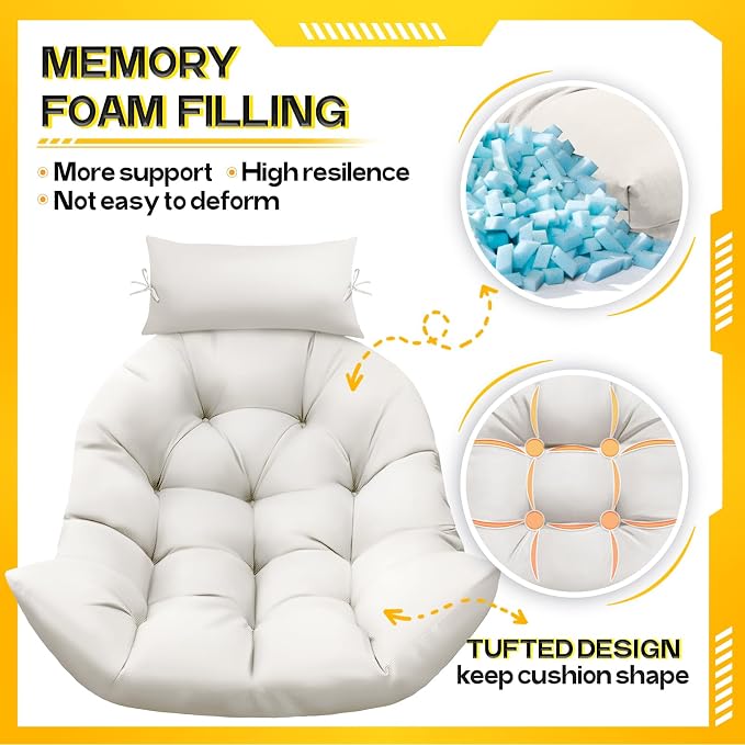 MAGIC ELEPHANT Egg Chair Cushion, Memory Foam Hanging Egg Chair Cushion - Image 2