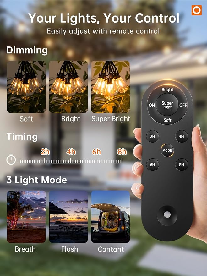 addlon 35FT Solar String Lights Outdoor, IP54 Waterproof Solar Powered - Image 3