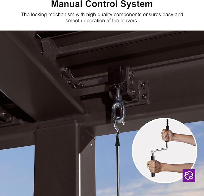 PURPLE LEAF 11' x 23' Louvered Pergola Outdoor Adjustable Louvre Shade Modern - Image 9