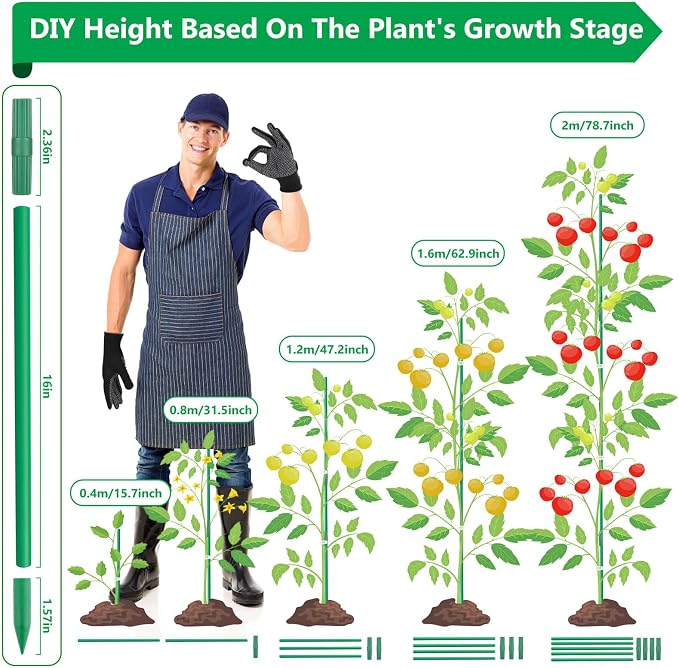 Lezmarket 80 Pack Garden Stakes, Plant Support Stakes, DIY 4ft 5ft 6ft 7ft - Image 3