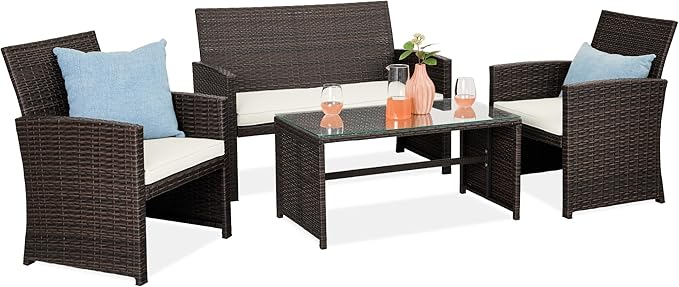 Best Choice Products 4-Piece Outdoor Wicker Patio Conversation Furniture Set by BestChoiceProducts
