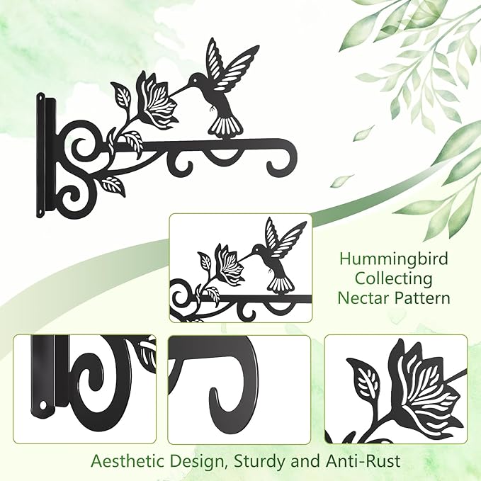 2-Pack Aesthetic Plant Hangers Outdoor – 10 Inch Metal Hanging Plant Bracket - Image 6