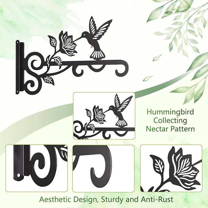 4-Pack Aesthetic Plant Hangers Outdoor – 10 Inch Metal Hanging Plant Bracket - Image 7