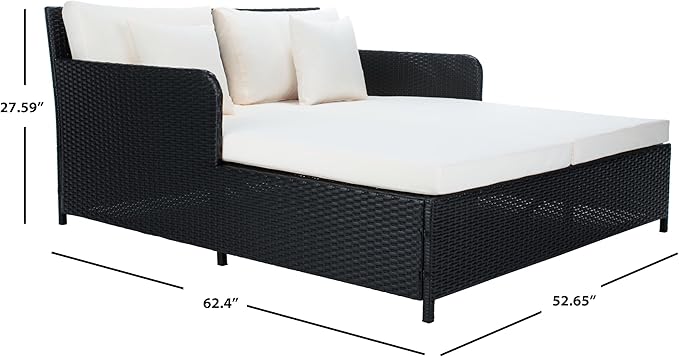 Safavieh PAT7500A Outdoor Collection Cadeo Black and White Cushion Daybed - Image 2