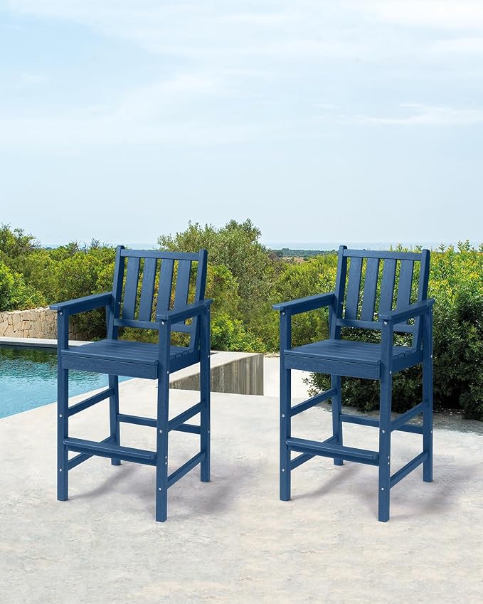 Adirondack Bar Chair Set of 2, HDPE Tall Adirondack Chairs Bar Stools - Image 2
