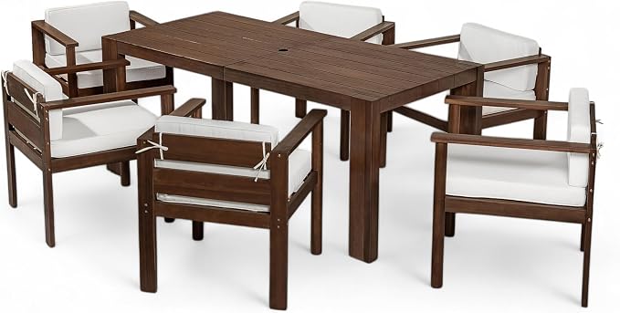 Merax 7-Piece Patio Dining Table Set, Outdoor Furniture Set - Image 8