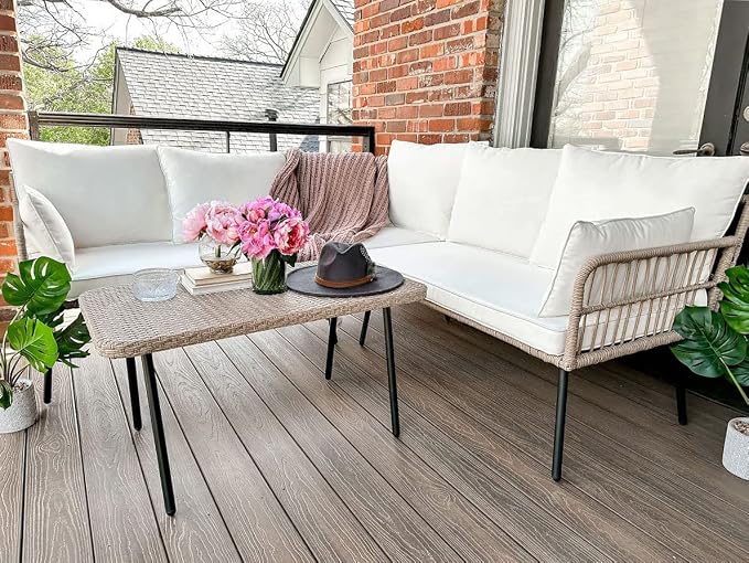 YITAHOME 4 Pieces Patio Furniture Set, Outdoor Rattan Woven Conversation by YITAHOME