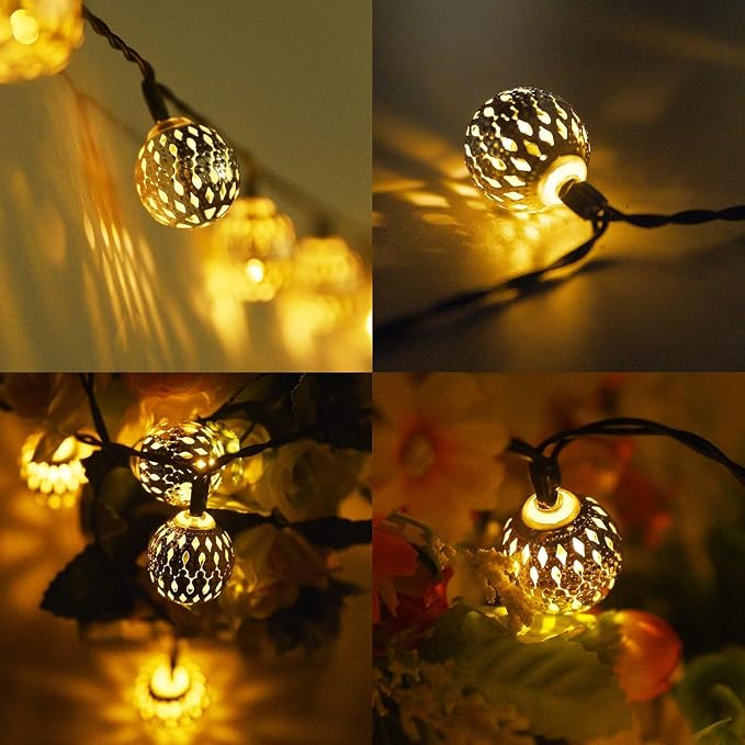 Solar String Lights Outdoor 60LED Moroccan Fairy Lights - Image 7