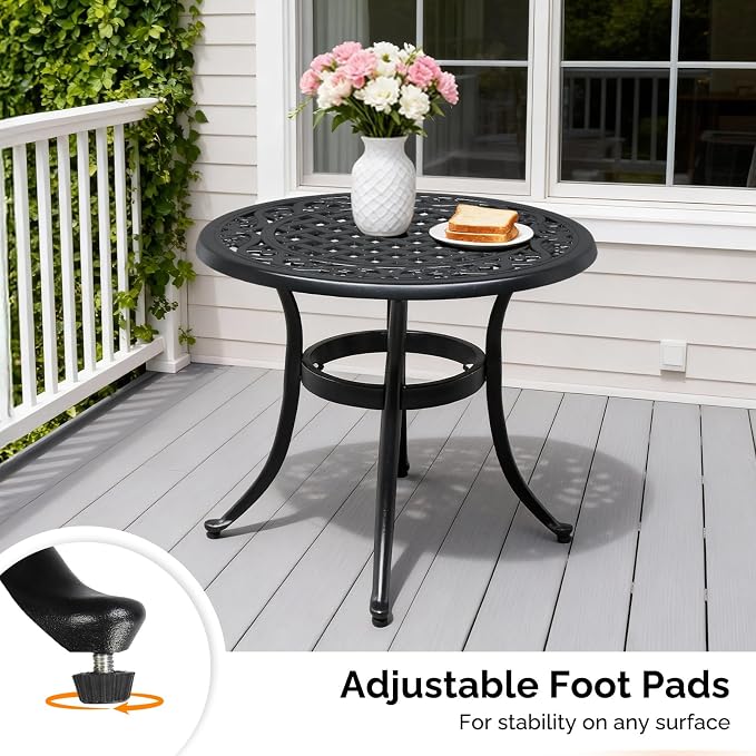 VINGLI 24” Cast Aluminum Outdoor Side Table, All Weather Round Patio Side Table - Image 6