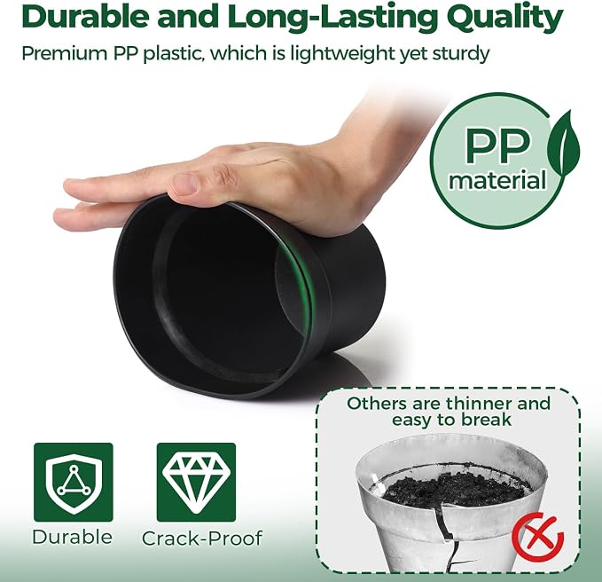 T4U 5 Inch Plant Pot 8-Pack, Plastic Pots - Image 3
