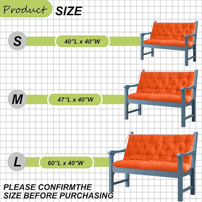 Waterproof Porch Swing Cushion Replacement, Thick 4" 2–3 Seat Outdoor Swing - Image 7