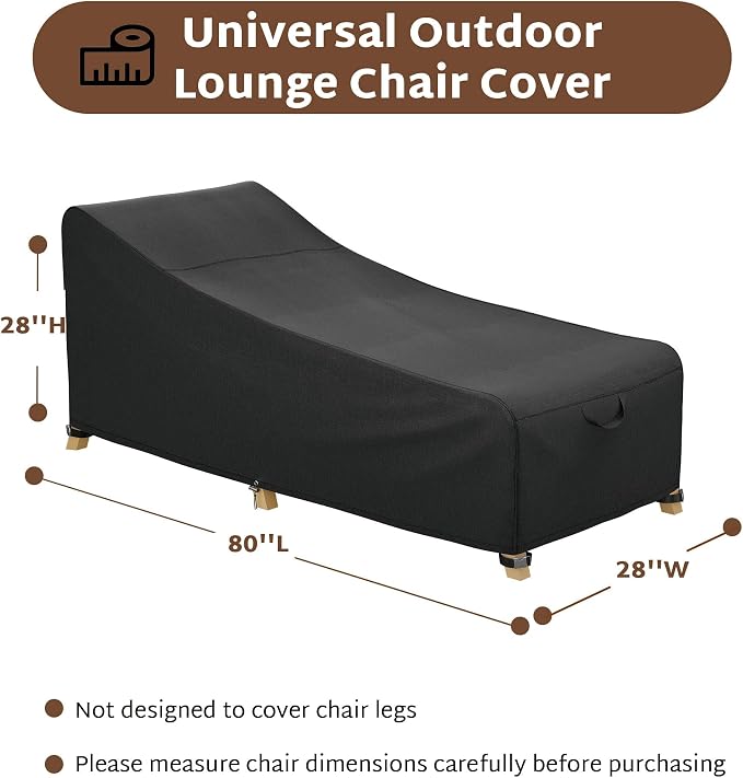 iBirdie Outdoor Lounge Chaise Chair Cover 80L x 28W x 28H inch Waterproof Patio - Image 2