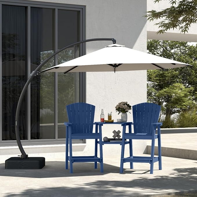 Navy Blue HDPE Tall Adirondack Chair Set of 2 by PatioKingdom