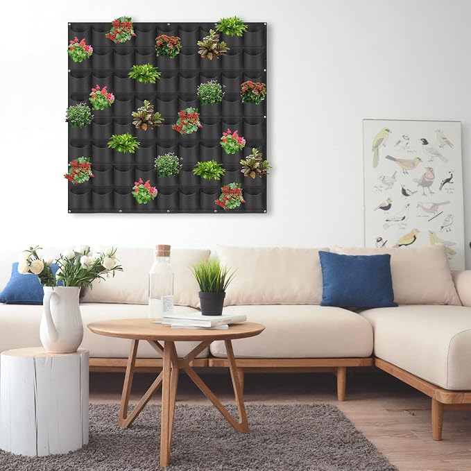 72 Pockets Hanging Planter Bags, Hanging Vertical Wall Mounted Plant Planting - Image 7