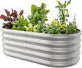 4x2ft Oval Galvanized Raised Garden Bed Kits 16" Tall Outdoor Large Metal by IDEAFAMILY