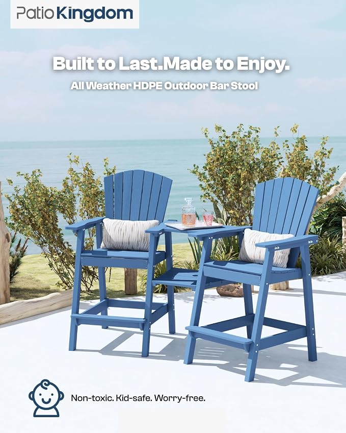 Navy Blue HDPE Tall Adirondack Chair Set of 2 - Image 5