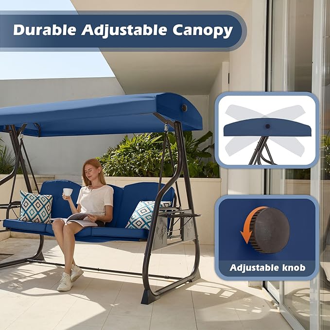 3-Seat Patio Porch Swing 800LBS Outdoor Swing - Image 3