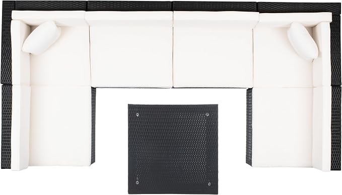 SAFAVIEH Outdoor Sectional Diona Black/White Outdoor Living Set - Image 5