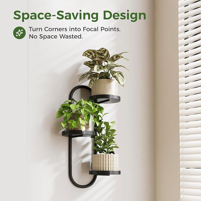 Wall Plant Holder 3 Tier Window Plant Shelves Metal Plant Wall Hanger - Image 3