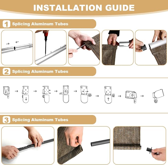 LIFERUN Outdoor Roller Sun Shade 8' W x 8' H, HDPE Shade Cloth - Image 5