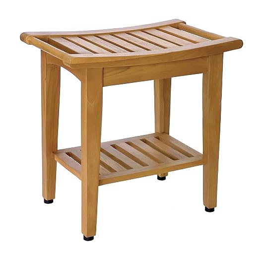 Kasa Solid Teak Indoor Outdoor Shower/Bath/Spa Stool Bench - Image 4
