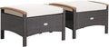 Tangkula 2 Piece Patio Rattan Ottomans, Outdoor Wicker Footstool w/Acacia Wood by TANGKULA