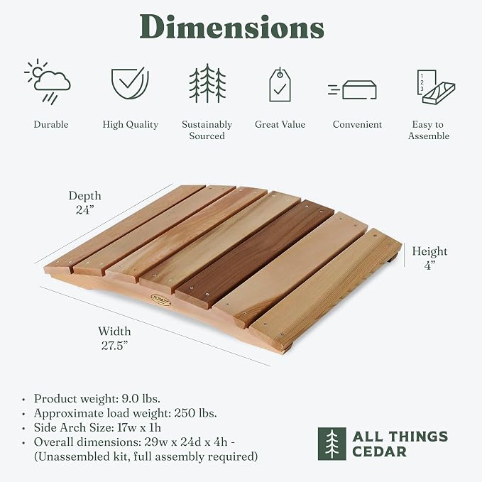 All Things Cedar Outdoor Wooden Garden Bridge - Image 3