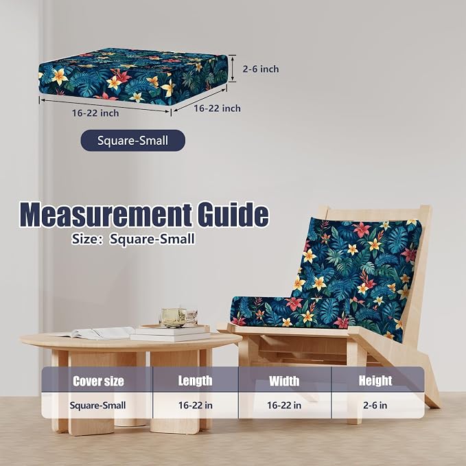 8Pcs Square Small Stretch Patio Cushion Covers, Couch & Sofa Replacement - Image 2
