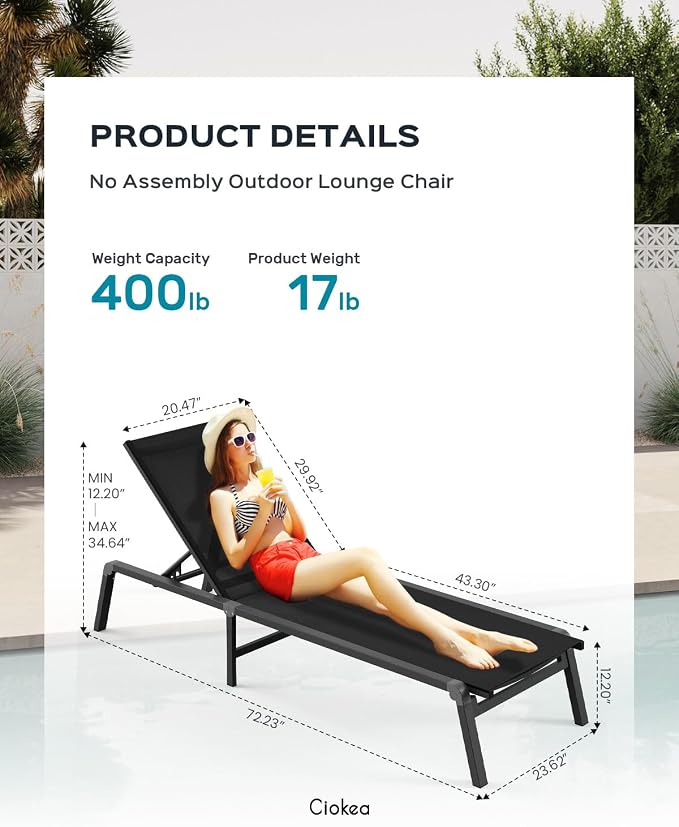 Aluminum Chaise Lounge Ourdoor - Image 2
