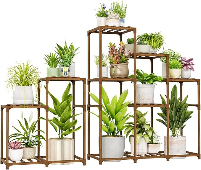 Bamworld 2 Sets Plant Stands Indoor Tall Shelves Outdoor by Bamworld