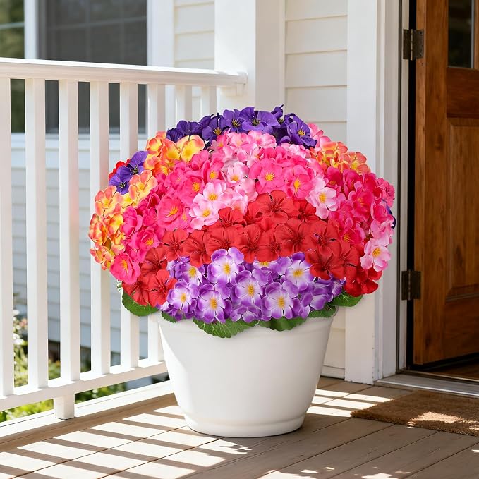 Artificial Geraniums Flowers for Outdoors, 6 Bundles Realistic Silk Fake - Image 7