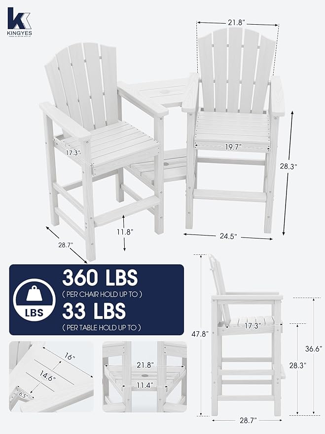 KINGYES Tall Adirondack Chair Set of 4 - Image 3