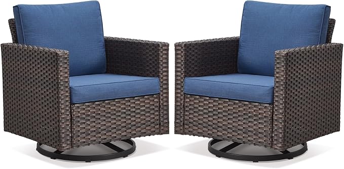 Belord Wicker Chairs Outdoor Bistro Set Oversize Patio Swivel Rocker, Rattan by Belord