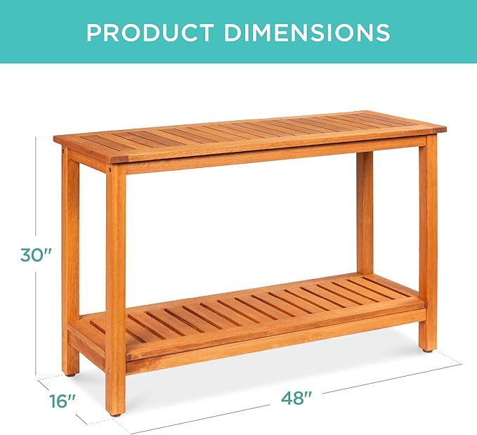 Best Choice Products 48in 2-Shelf Eucalyptus Wooden Console Table Indoor - Image 2