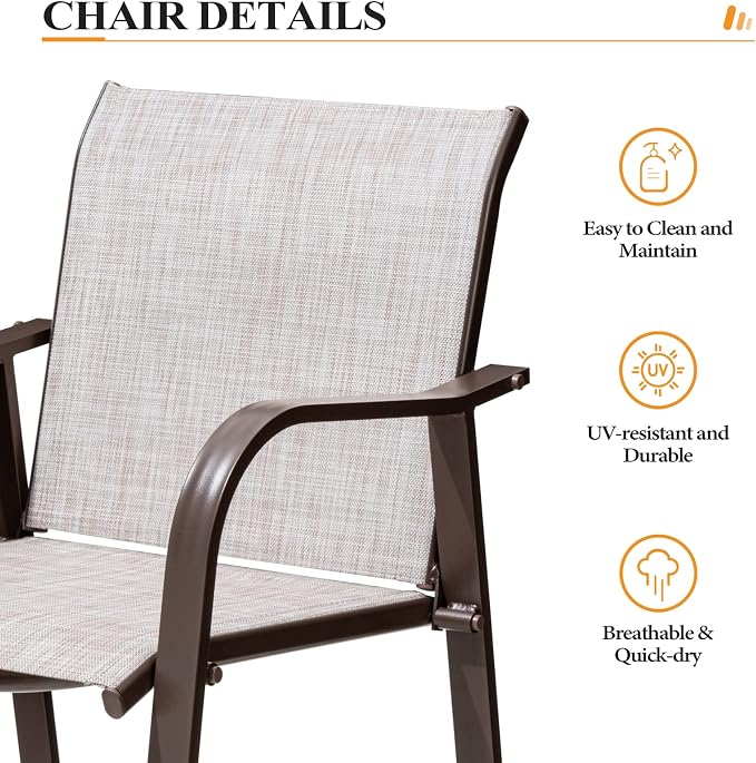 Crestlive Products Outdoor Bar Stools Set of 2, Counter Height Bar Stool - Image 8
