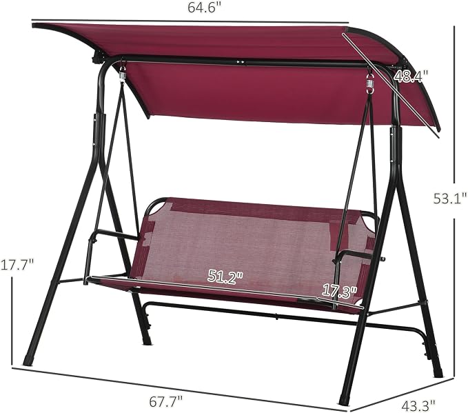 Outsunny 3-Person Porch Swing - Image 7