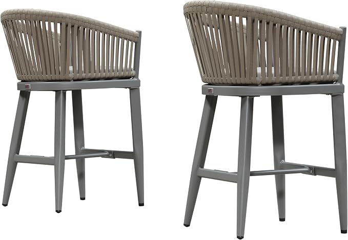 PURPLE LEAF Outdoor Counter Height Bar Stools Set of 2 Patio Metal Modern - Image 9